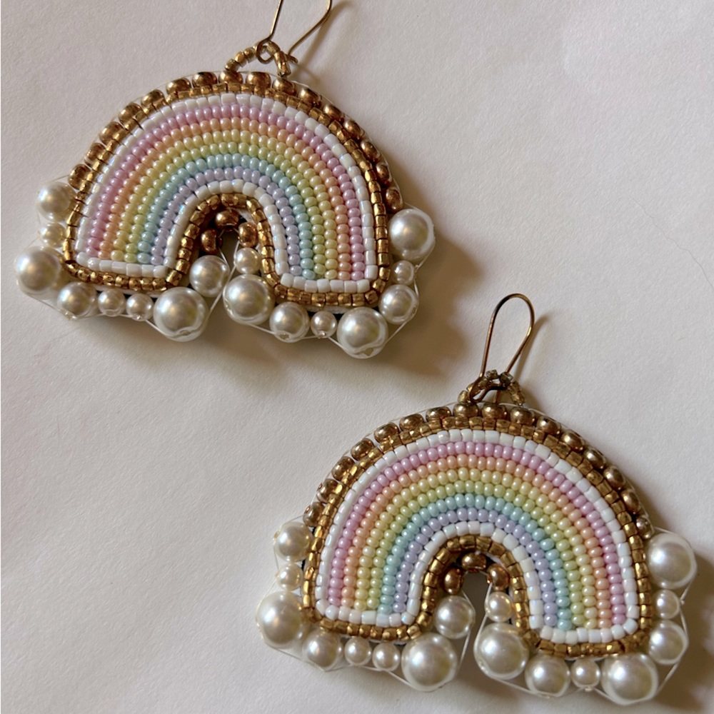 Beaded Pastel Rainbow Earrings